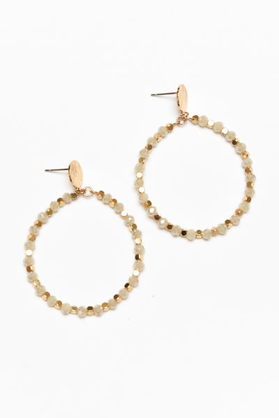 Christine Ivory Beaded Hoop Earrings