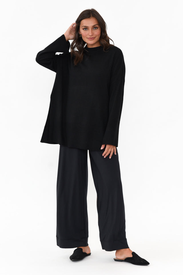 Collins Black Wool Blend Split Hem Jumper