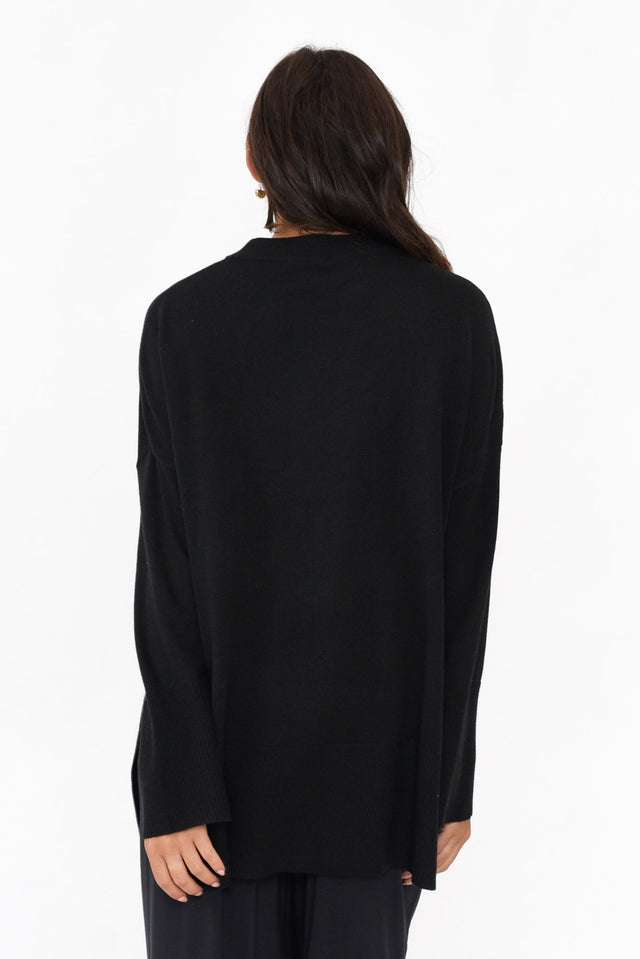 Collins Black Wool Blend Split Hem Jumper