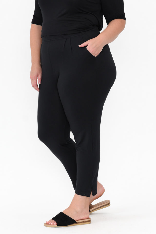 Dana Black Micro Modal Pants,Blonde model,alt text|model:Caitlin image 15