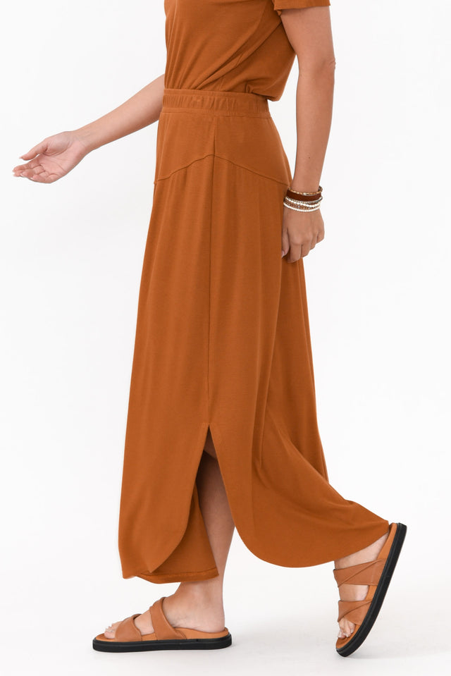 Dionne Rust Ribbed Bamboo Skirt image 5