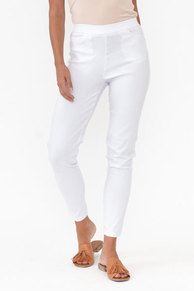 Dixon White Cotton Stretch Pants