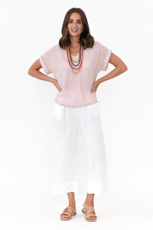 Dorian Pink Linen Cotton Top