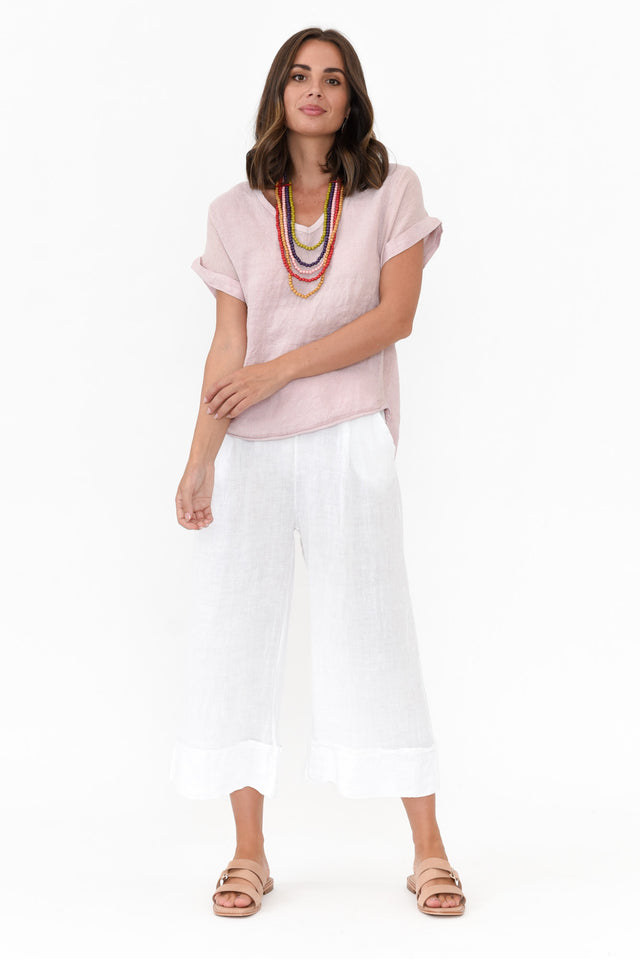 Dorian Pink Linen Cotton Top
