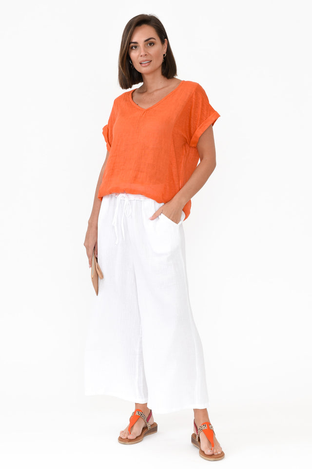 Effie Orange Linen Tee
