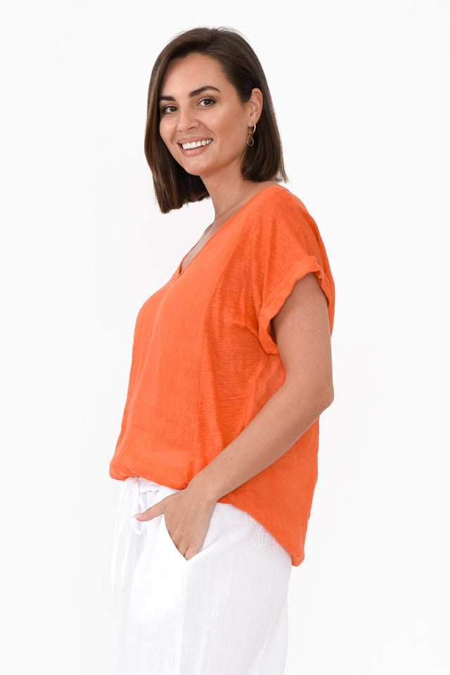 Effie Orange Linen Tee