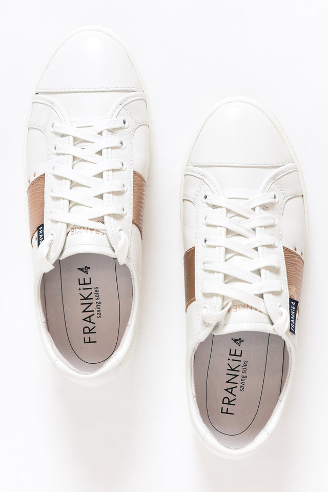 Elena II White/Rose Gold Lizard Emboss Sneaker
