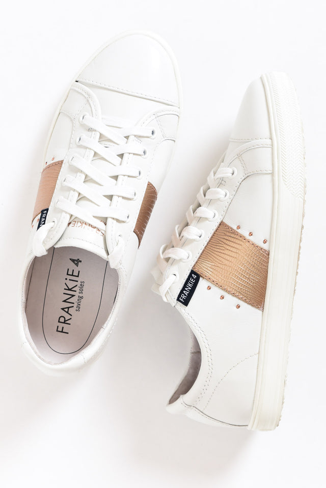 Elena II White/Rose Gold Lizard Emboss Sneaker