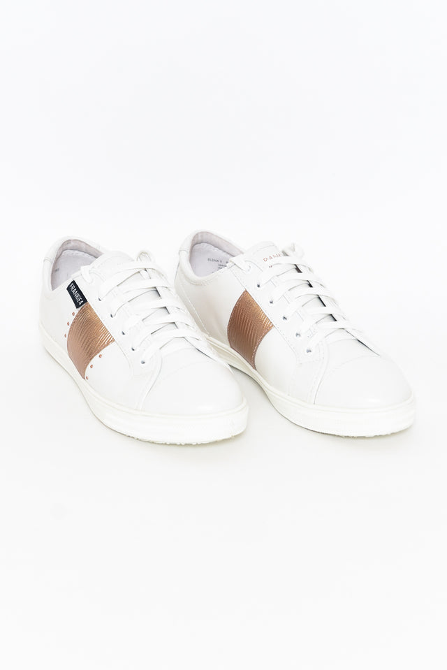 Elena II White/Rose Gold Lizard Emboss Sneaker