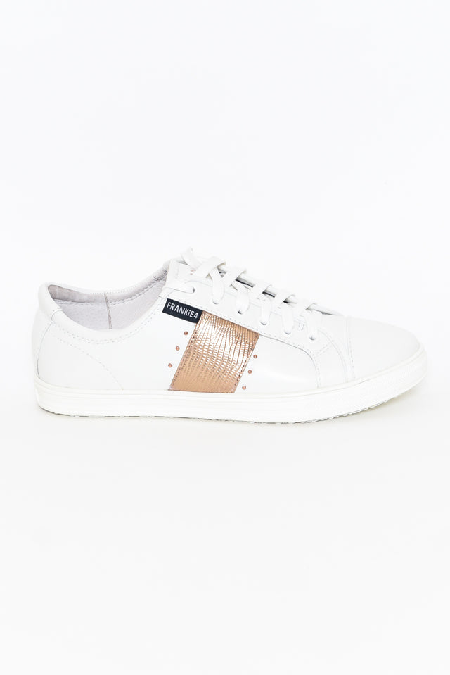 Elena II White/Rose Gold Lizard Emboss Sneaker
