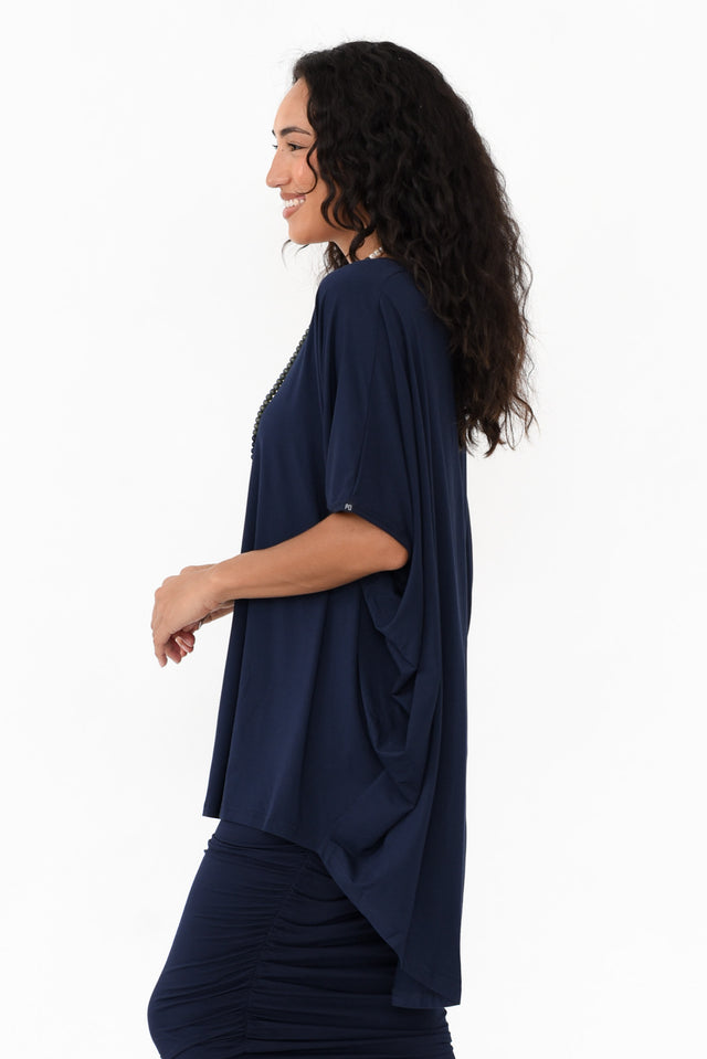 Emory Navy Bamboo Hi Lo Batwing Top