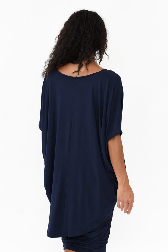 Emory Navy Bamboo Hi Lo Batwing Top