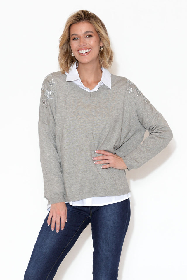 Erika Grey Sequin Embellished Knit