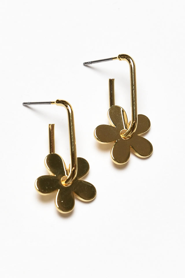 Eve Gold Flower Drop Earrings image 1