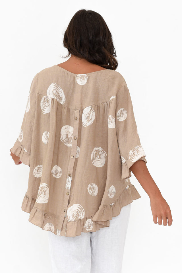 Fitzgerald Natural Spot Linen Frill Top