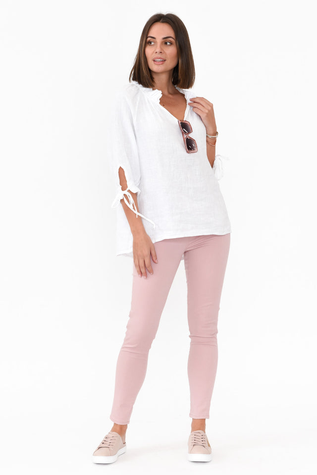 Francisco White Linen Frill Top