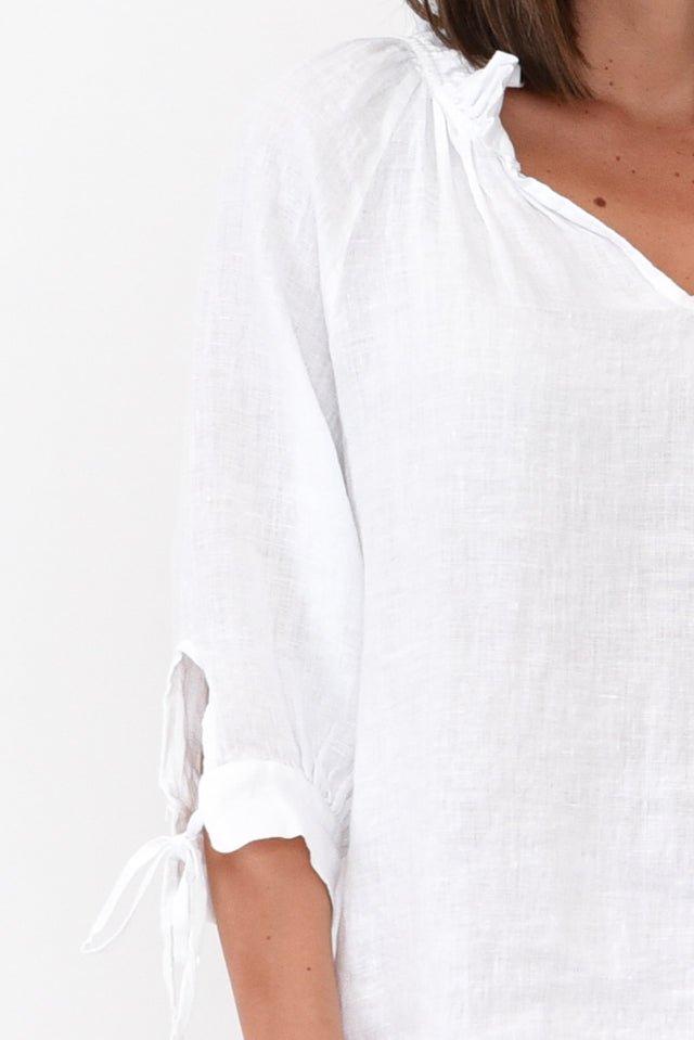 Francisco White Linen Frill Top