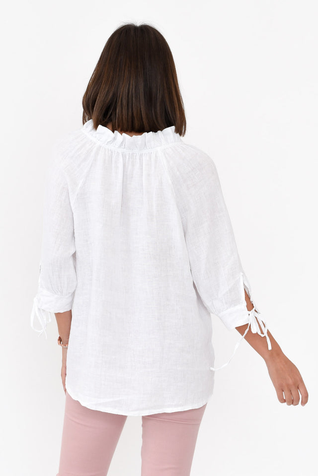 Francisco White Linen Frill Top