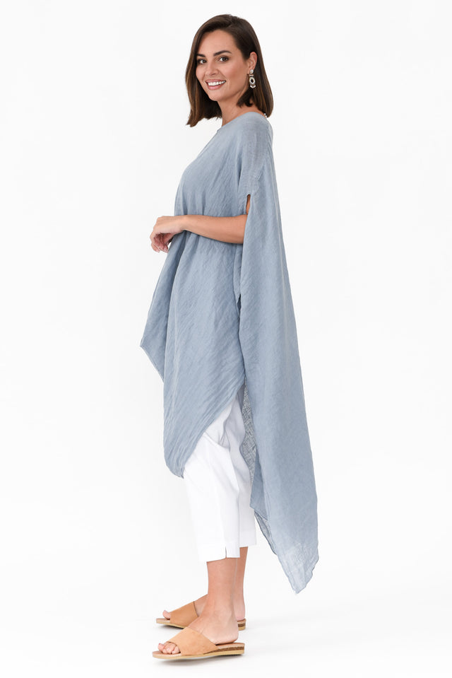 Genesia Blue Linen Kaftan Tunic