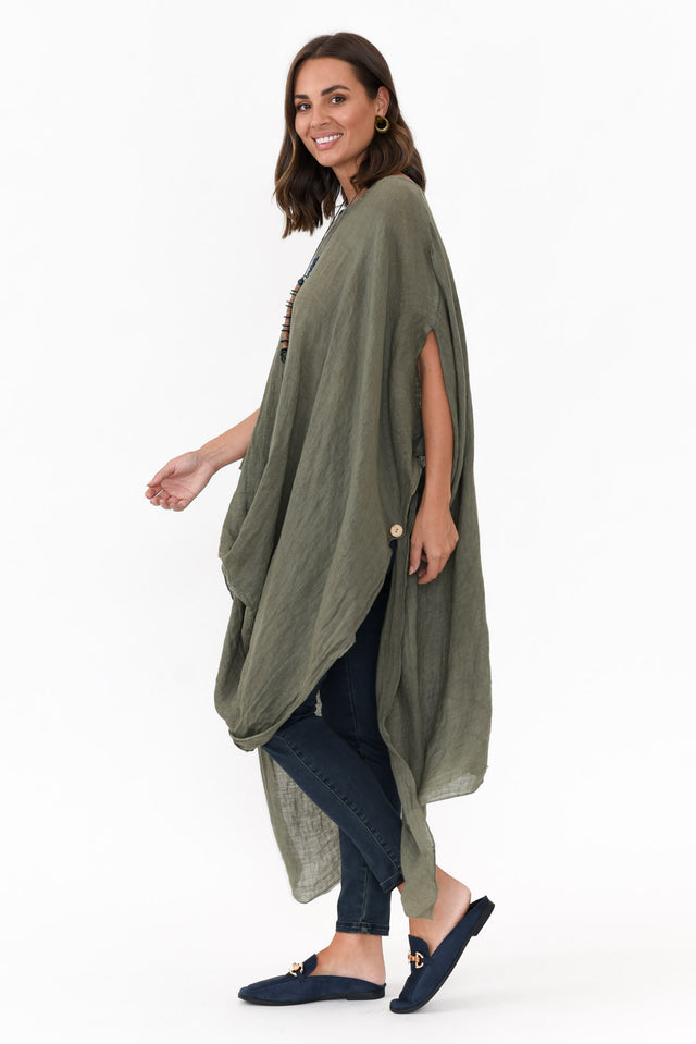 Genesia Khaki Linen Kaftan Tunic