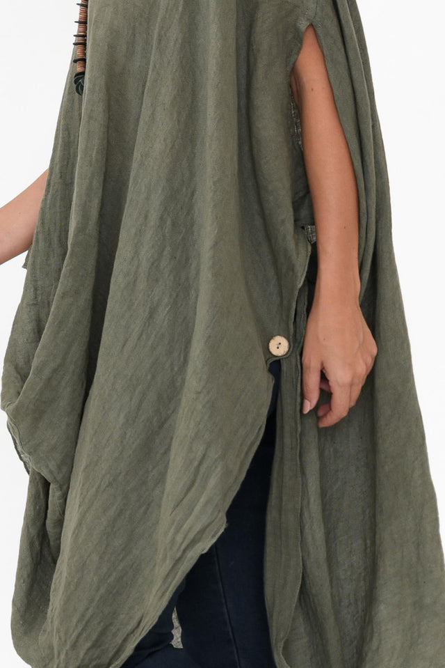 Genesia Khaki Linen Kaftan Tunic