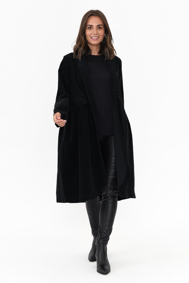 Genevieve Black Velvet Coat