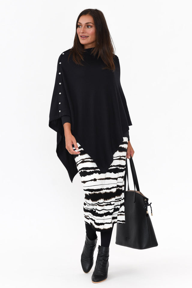 Gisele Black Button Up Poncho