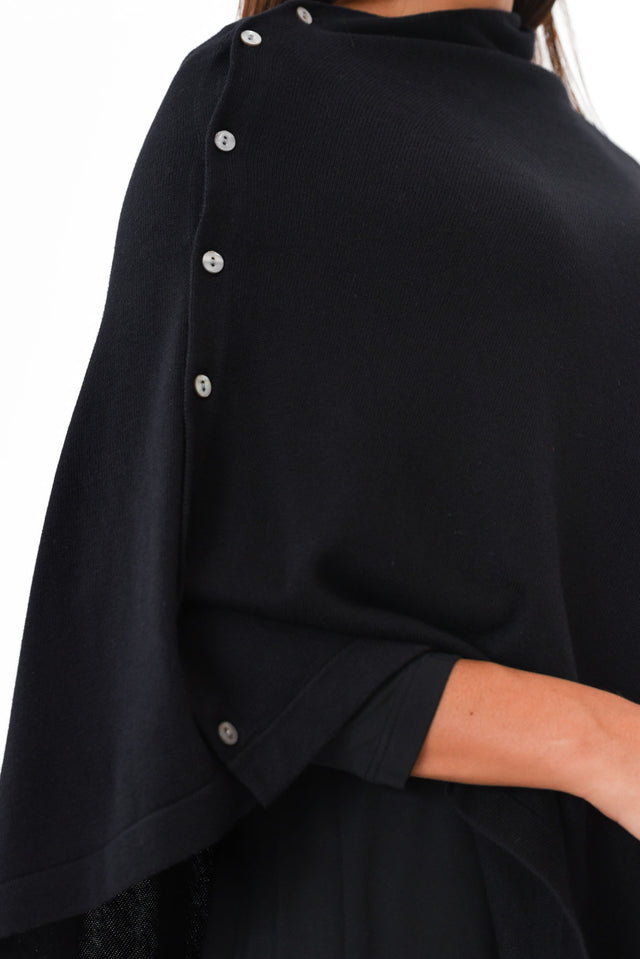 Gisele Black Button Up Poncho