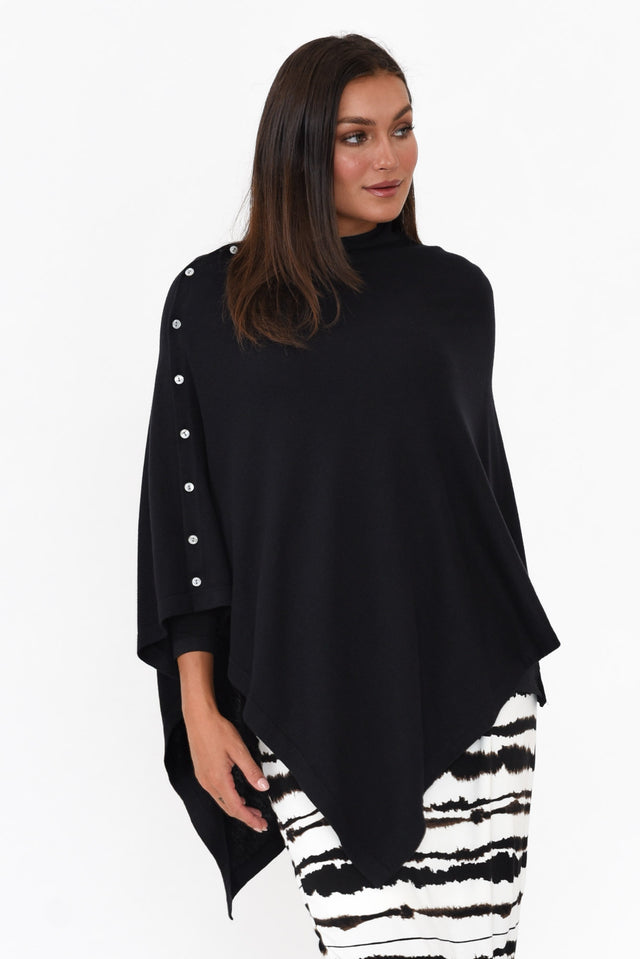Gisele Black Button Up Poncho
