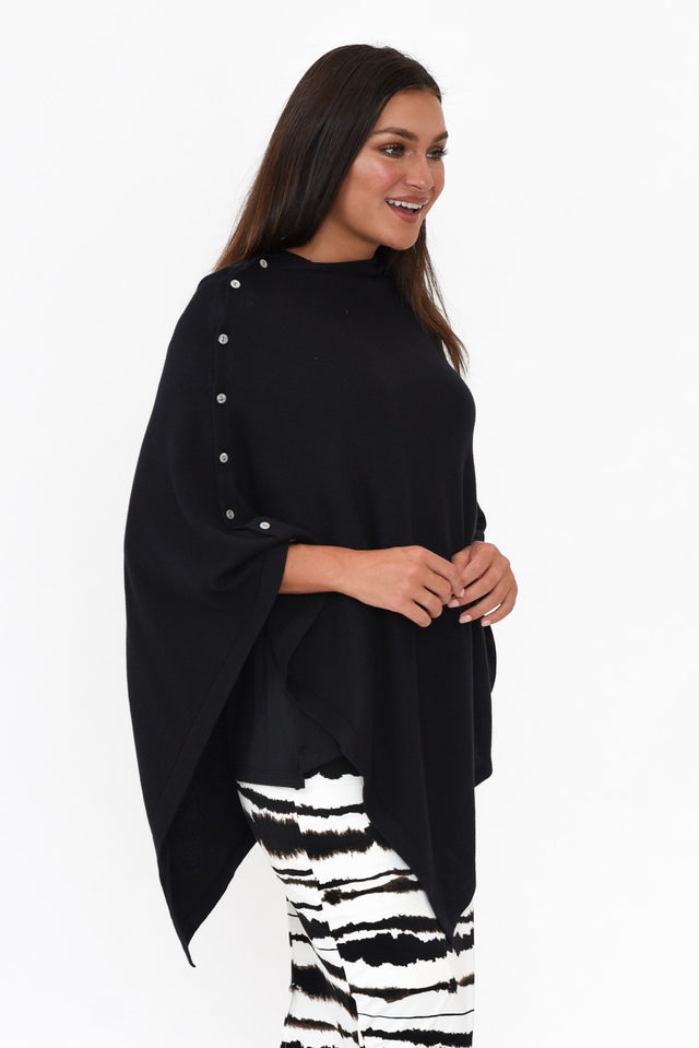 Gisele Black Button Up Poncho