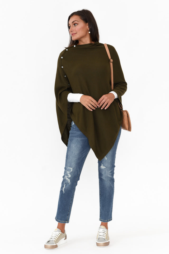 Gisele Khaki Button Up Poncho