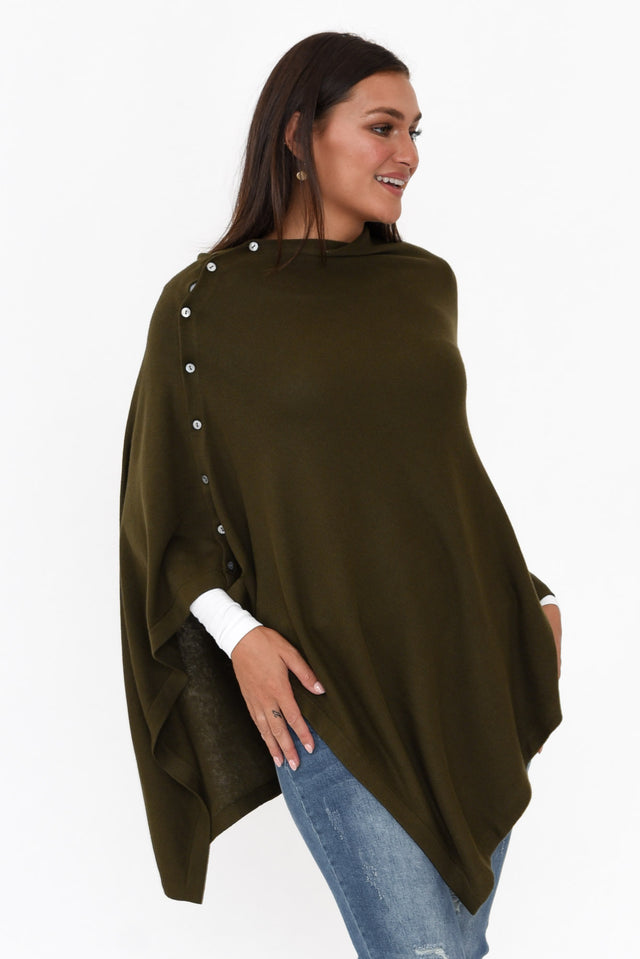 Gisele Khaki Button Up Poncho