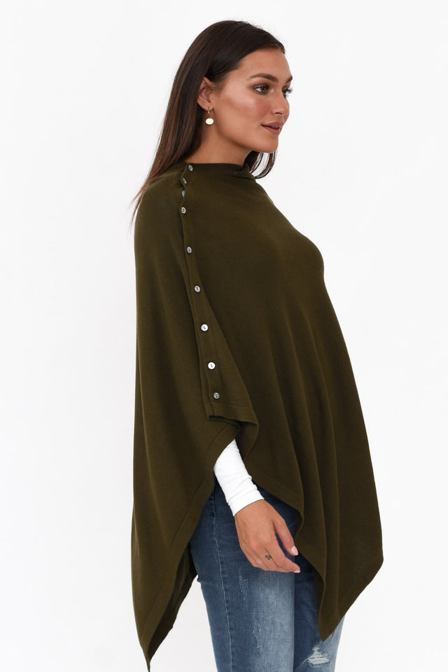 Gisele Khaki Button Up Poncho