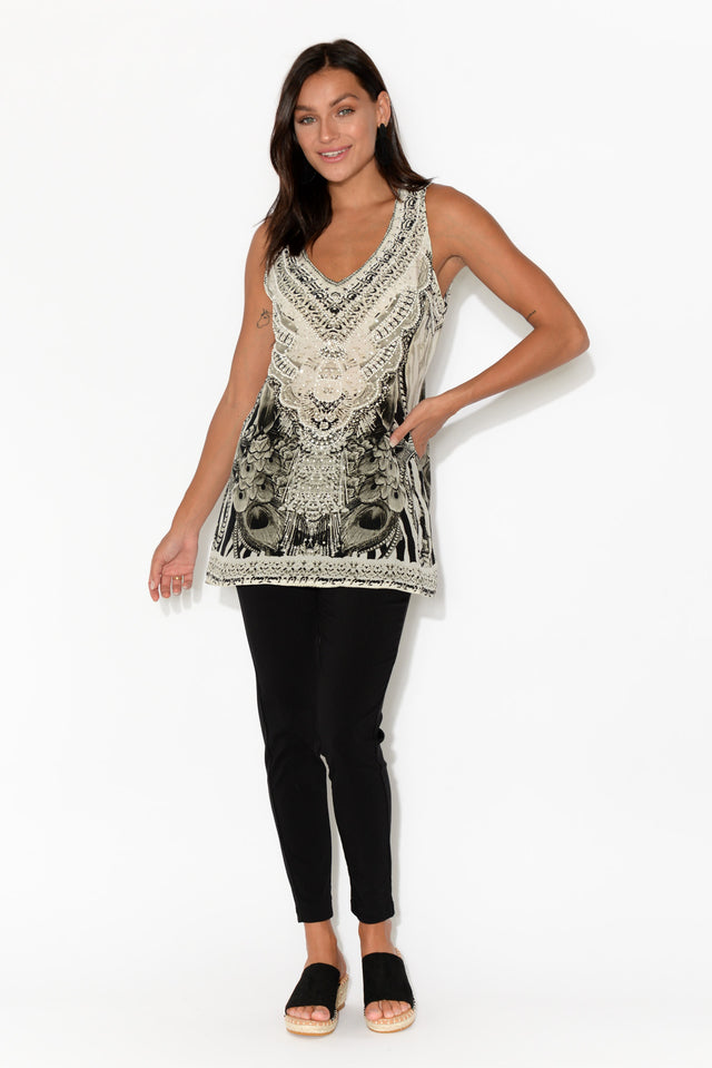 Grey Safari Silk Singlet Top