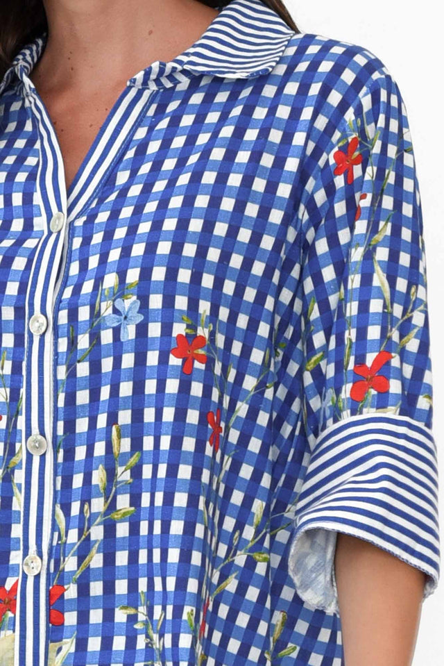 Gwendoline Blue Gingham Garden Linen Shirt