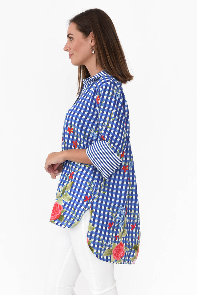 Gwendoline Blue Gingham Garden Linen Shirt