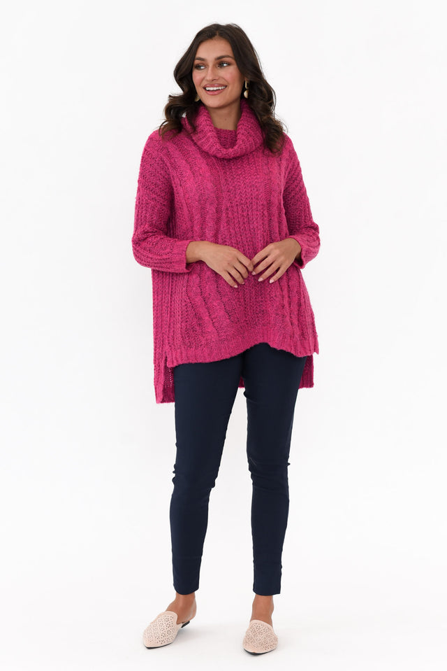 Hamlin Hot Pink Roll Neck Jumper