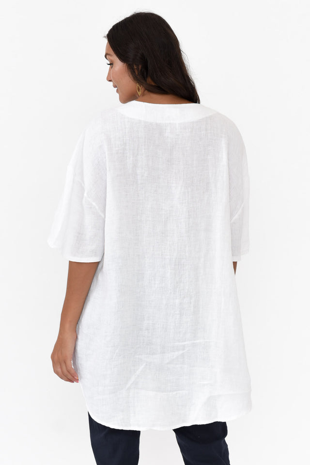 Holland White Linen V Neck Tunic image 6