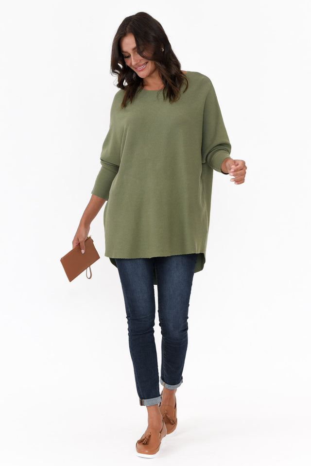 Iman Khaki Knit Drape Jumper