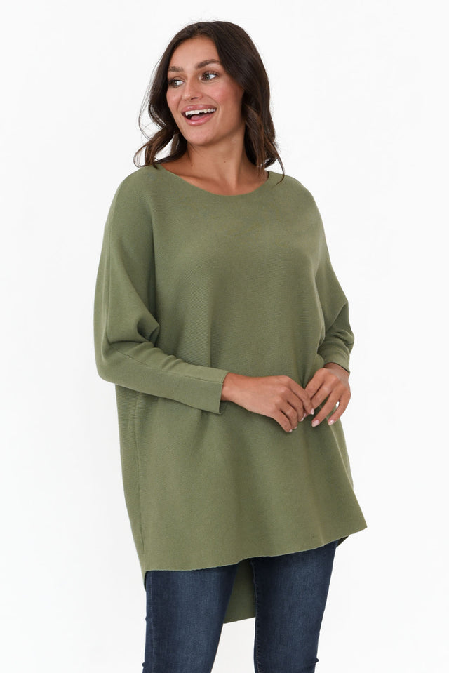 Iman Khaki Knit Drape Jumper