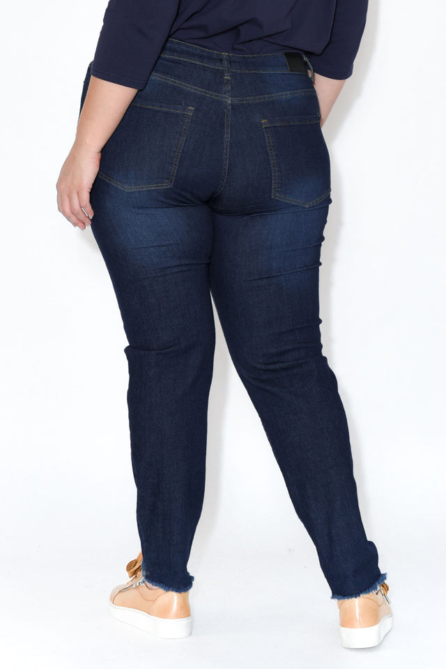 Indiana Dark Denim Frayed Slim Fit Jeans image 11