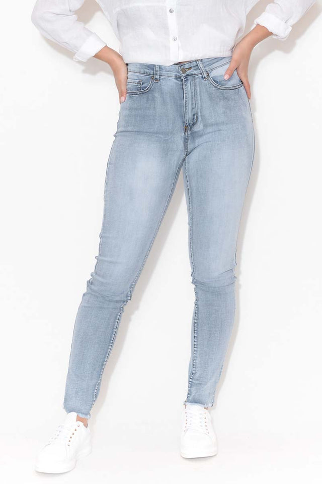 Indiana Light Denim Frayed Slim Fit Jeans