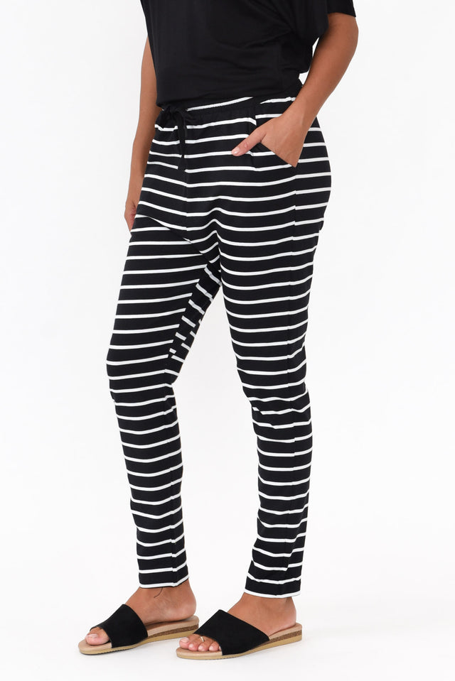 Jade Black and White Stripe Slouch Pants image 3