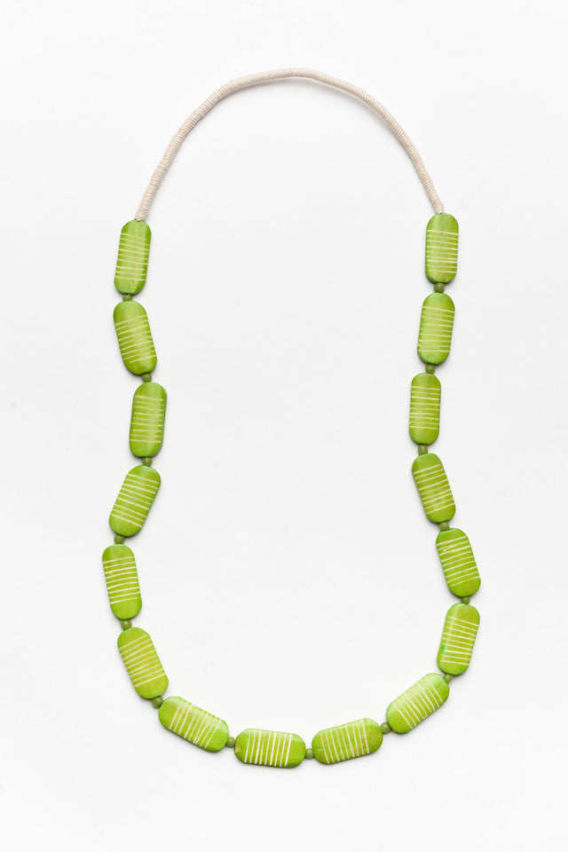 Kamala Green Etched Wood Necklace image 1