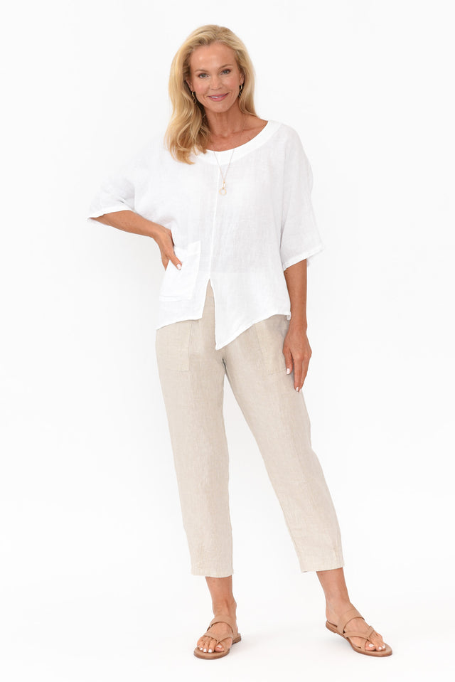 Kara White Linen Top