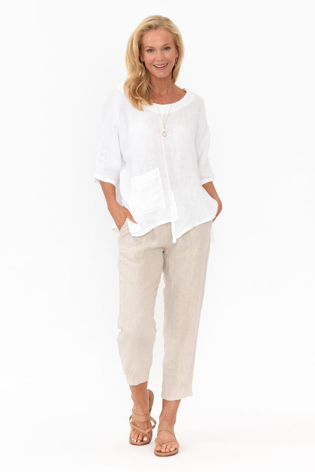 Kara White Linen Top