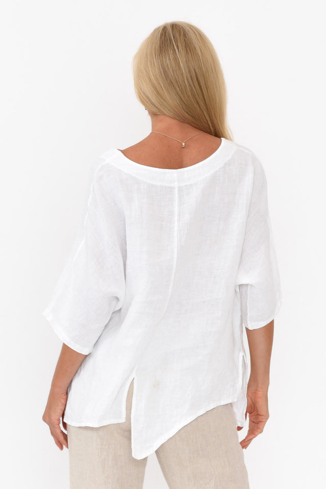 Kara White Linen Top