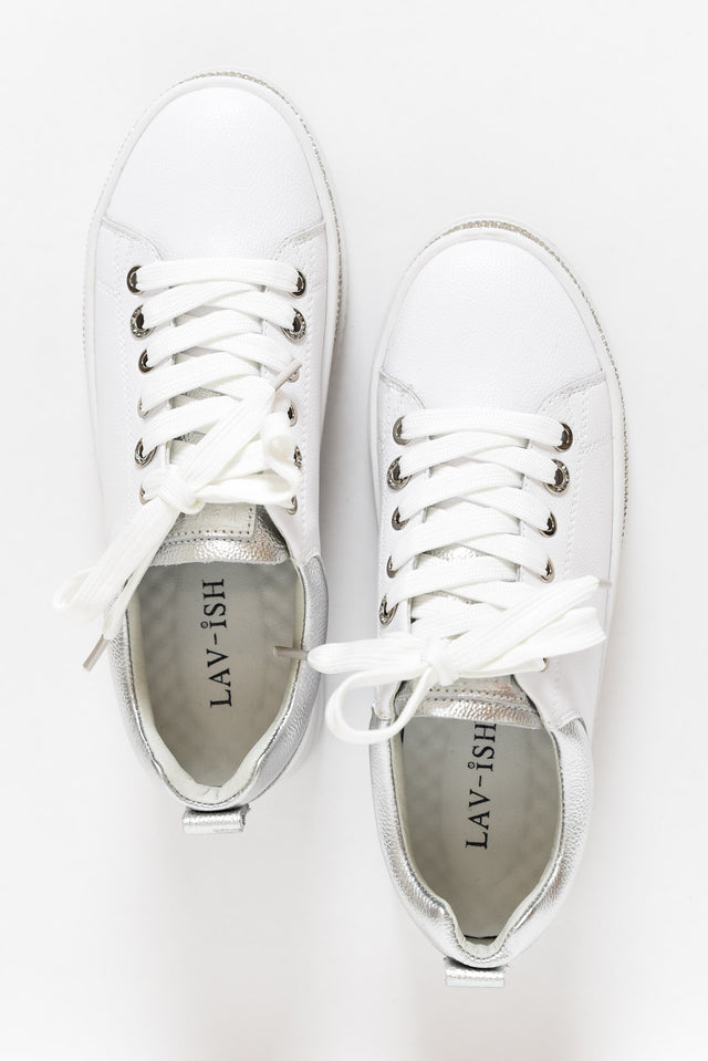 Lange White Leather Diamante Sneaker