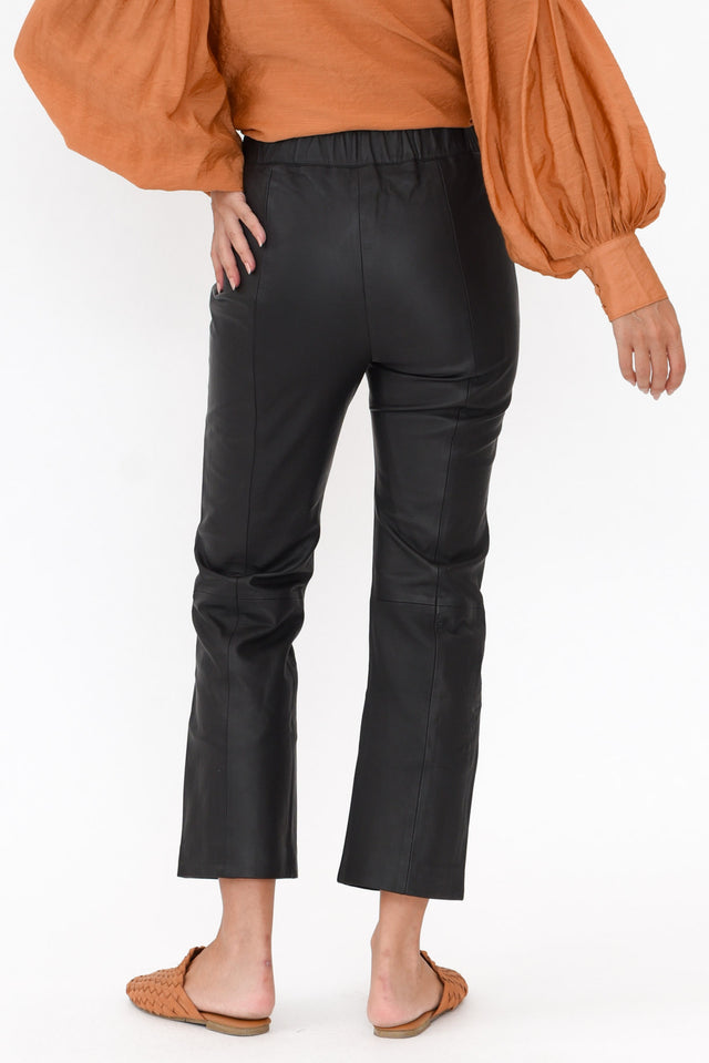 Lennon Black Straight Leather Pants image 3