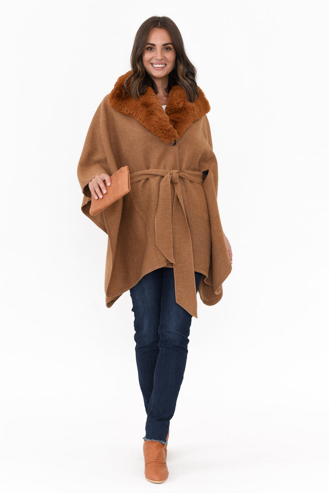 Levi Chocolate Wool Blend Cape